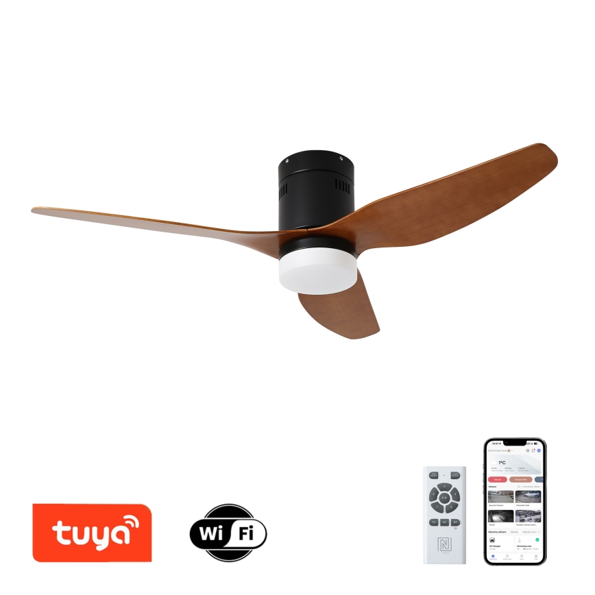 ZEVENTI - Ventilatore da soffitto LED PADUA LED/18W/230V 3000-6000K Wi-Fi Tuya nero/marrone + telecomando