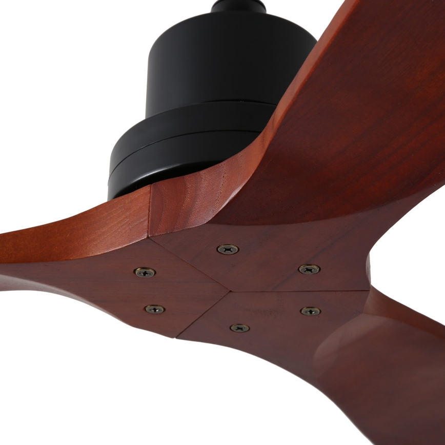 ZEVENTI - Ventilatore a soffitto LIONI Wi-Fi Tuya nero/rovere + telecomando
