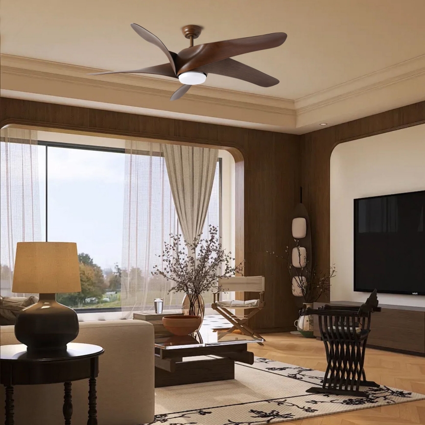 ZEVENTI - Ventilatore da soffitto LED LUCCA LED/18W/230V 3000-6000K Wi-Fi Tuya marrone + telecomando