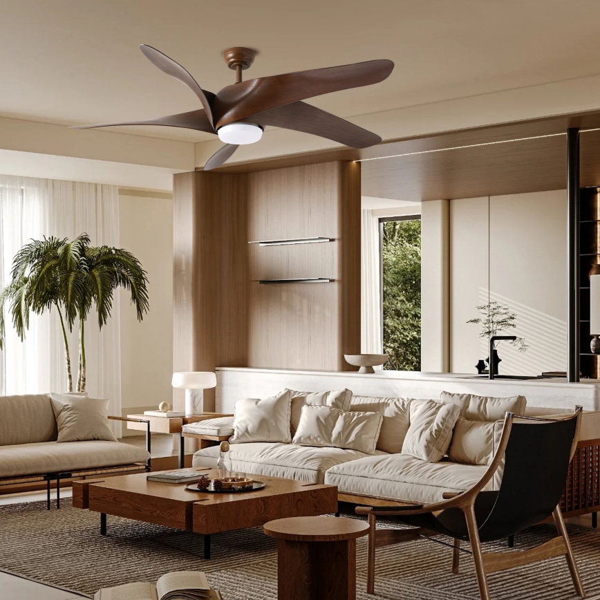 ZEVENTI - Ventilatore da soffitto LED LUCCA LED/18W/230V 3000-6000K Wi-Fi Tuya marrone + telecomando