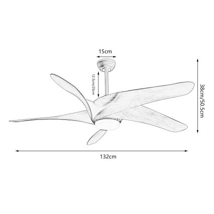 ZEVENTI - Ventilatore da soffitto LED LUCCA LED/18W/230V 3000-6000K Wi-Fi Tuya marrone + telecomando