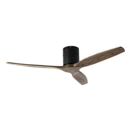 ZEVENTI - Ventilatore da soffitto SPELLO Wi-Fi Tuya nero/rovere + telecomando