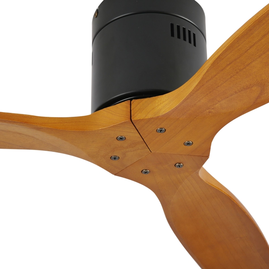 ZEVENTI - Ventilatore da soffitto SPELLO Wi-Fi Tuya nero/rovere + telecomando