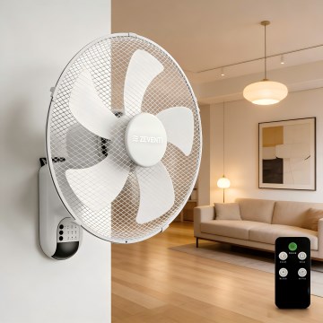 ZEVENTI - Ventilatore da parete FANNY 45W/230V Ø 41 cm bianco + telecomando