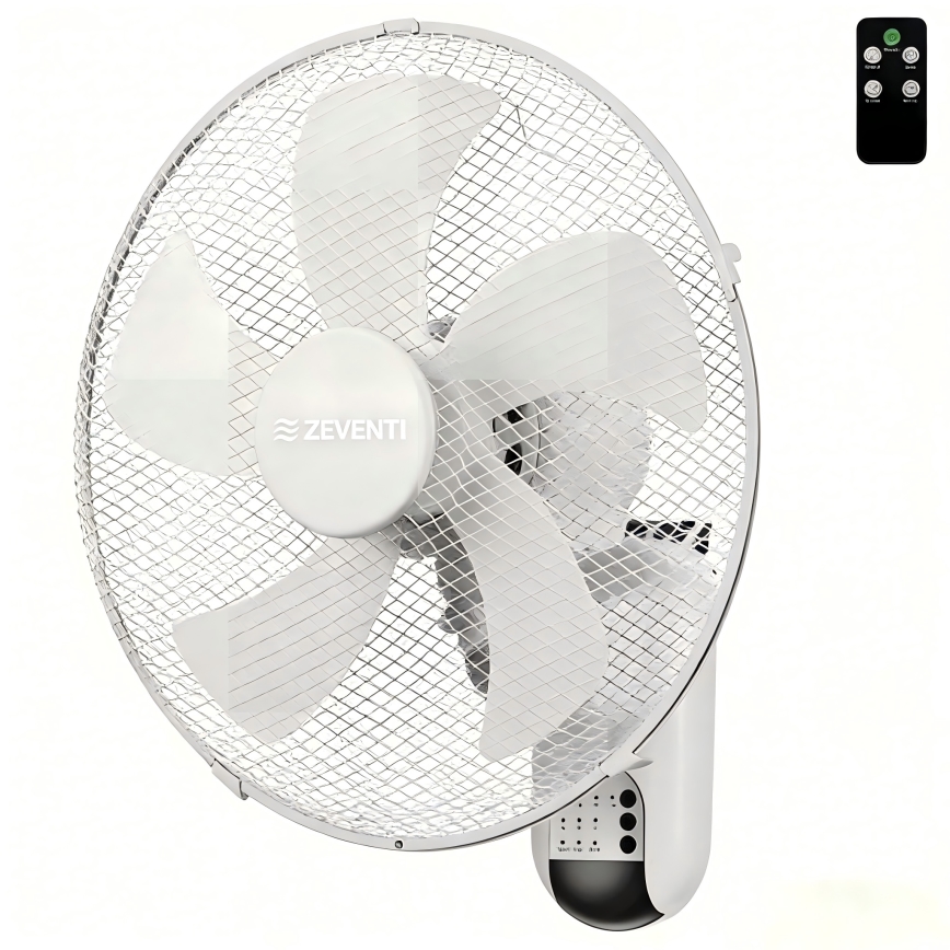 ZEVENTI - Ventilatore da parete FANNY 45W/230V Ø 41 cm bianco + telecomando