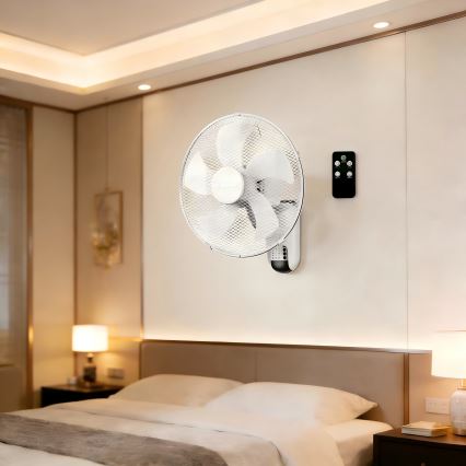 ZEVENTI - Ventilatore da parete FANNY 45W/230V Ø 41 cm bianco + telecomando