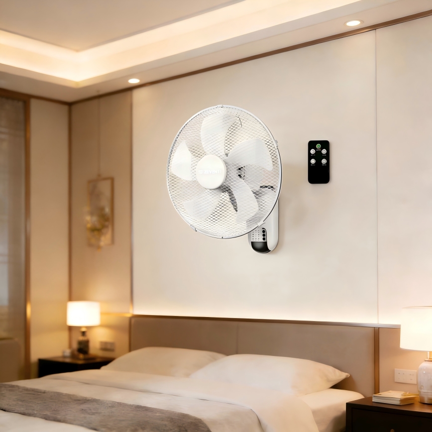 ZEVENTI - Ventilatore da parete FANNY 45W/230V Ø 41 cm bianco + telecomando