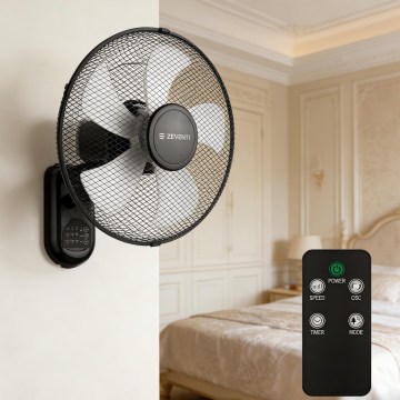ZEVENTI - Ventilatore da parete FANNY 45W/230V Ø 41 cm nero + telecomando