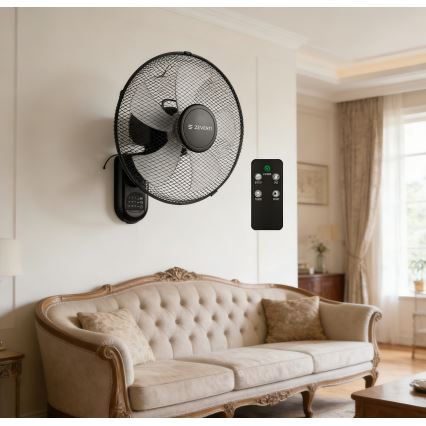 ZEVENTI - Ventilatore da parete FANNY 45W/230V Ø 41 cm nero + telecomando