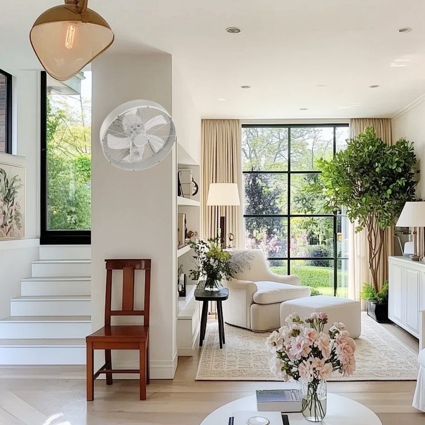 ZEVENTI - Ventilatore da parete FANNY 50W/230V Ø 45 cm cromo opaco + telecomando