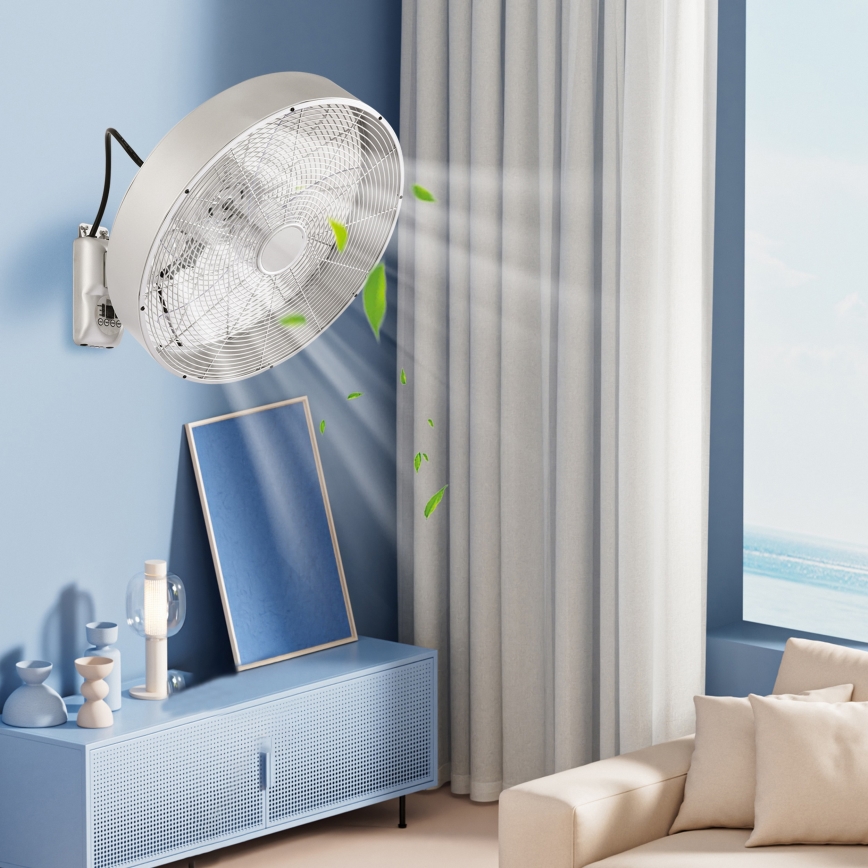 ZEVENTI - Ventilatore da parete FANNY 50W/230V Ø 45 cm cromo opaco + telecomando