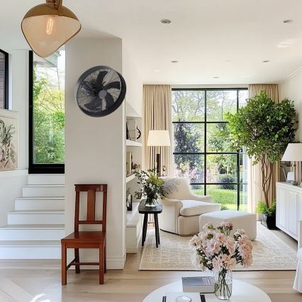 ZEVENTI - Ventilatore da parete FANNY 50W/230V nero + telecomando