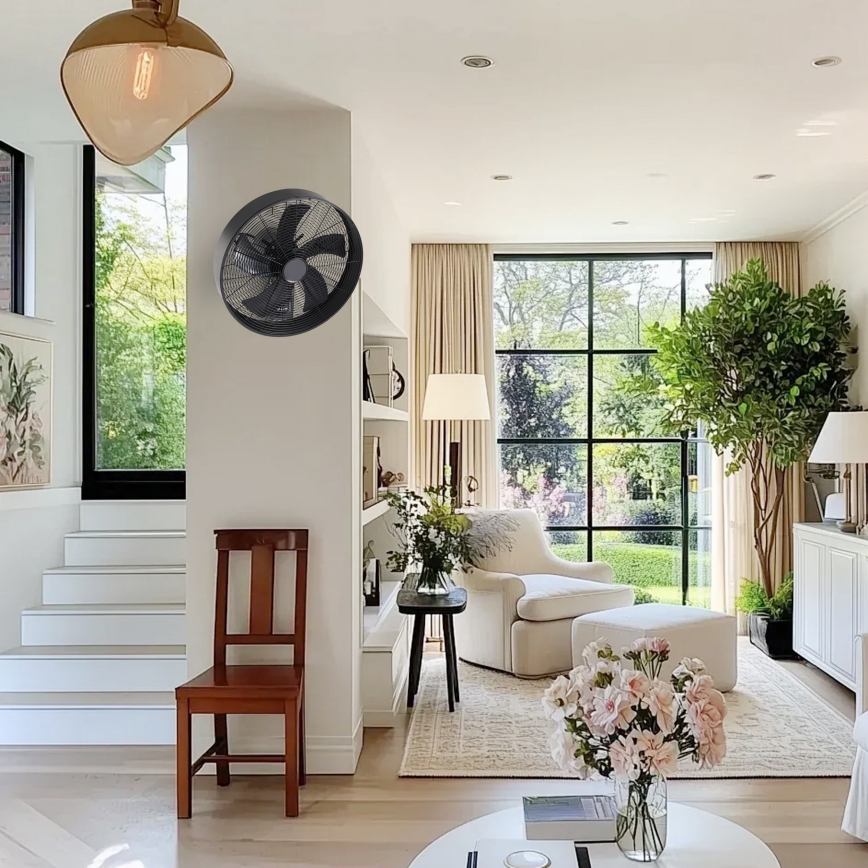 ZEVENTI - Ventilatore da parete FANNY 50W/230V nero + telecomando