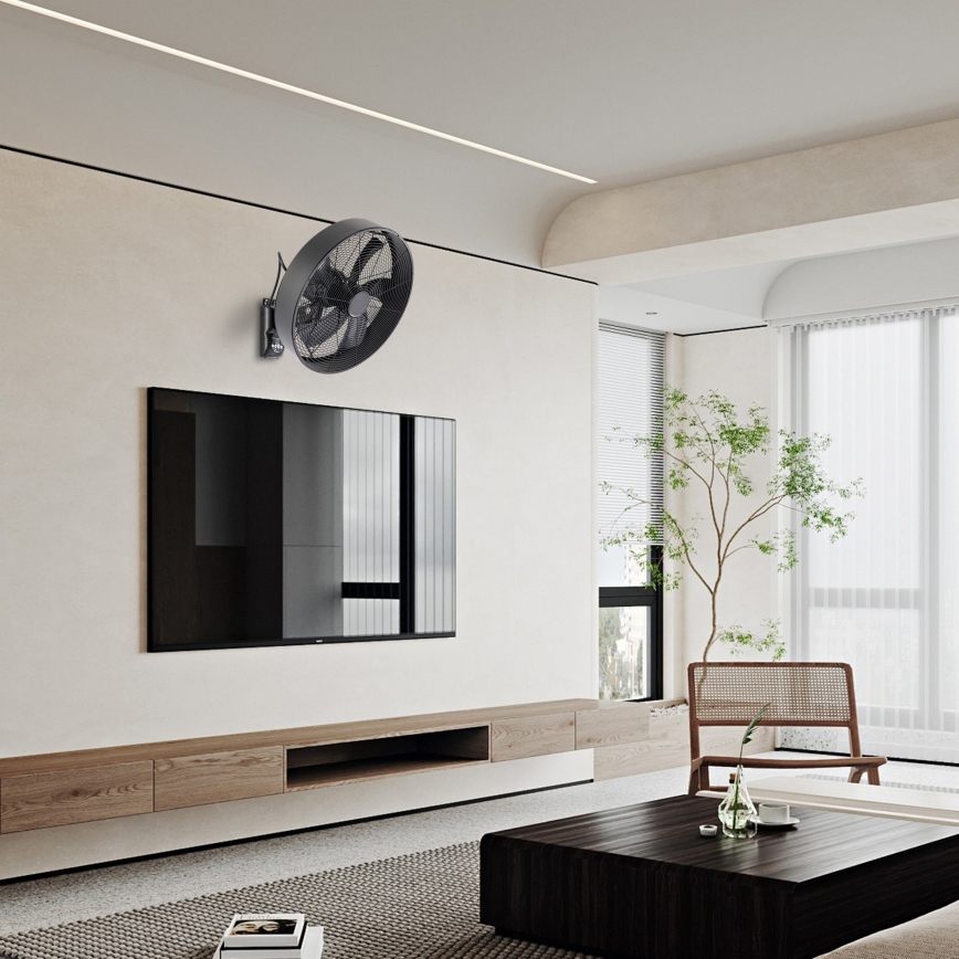 ZEVENTI - Ventilatore da parete FANNY 50W/230V nero + telecomando