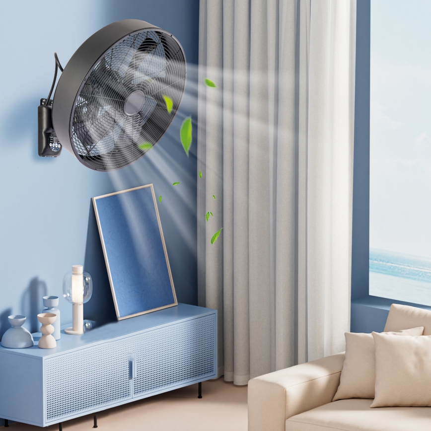 ZEVENTI - Ventilatore da parete FANNY 50W/230V nero + telecomando