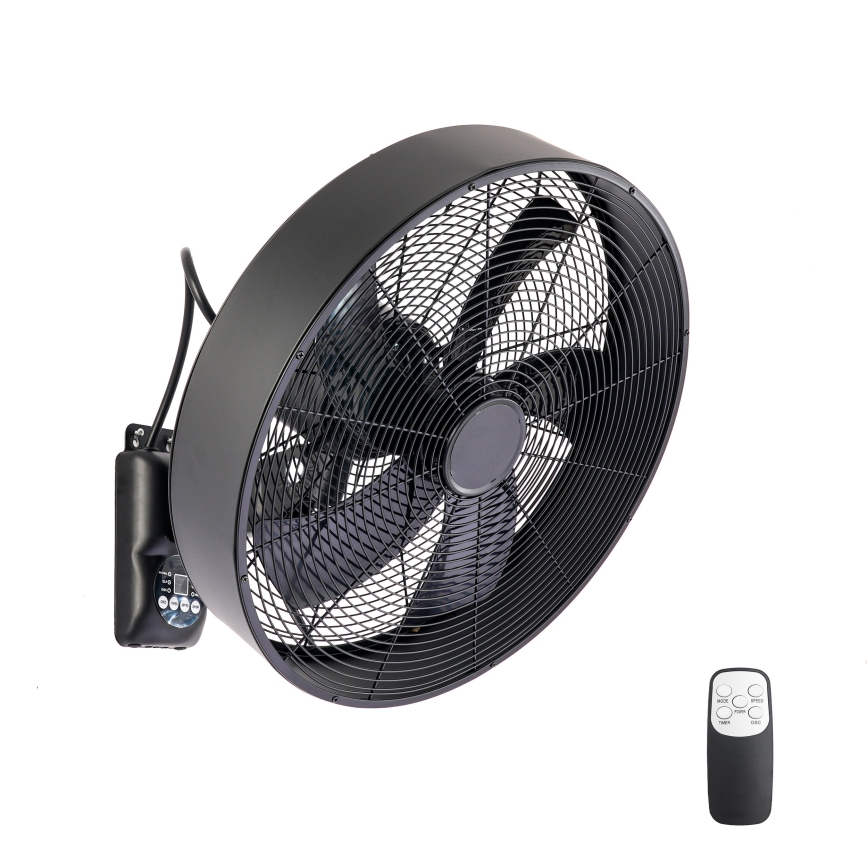ZEVENTI - Ventilatore da parete FANNY 50W/230V nero + telecomando