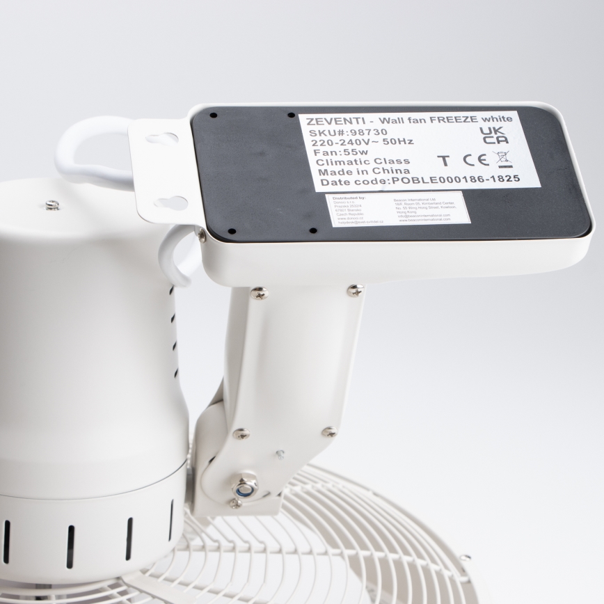 ZEVENTI - Ventilatore da parete FREEZE 50W/230V diametro 40 cm bianco + telecomando