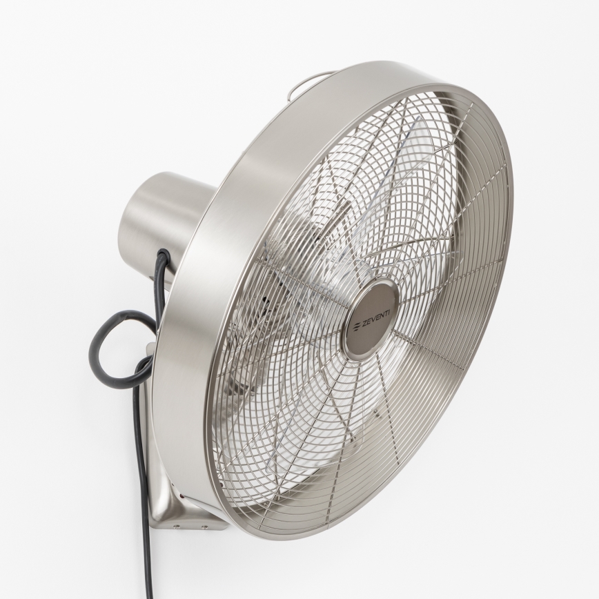ZEVENTI - Ventilatore da parete FREEZE 50W/230V diametro 40 cm cromo opaco + telecomando