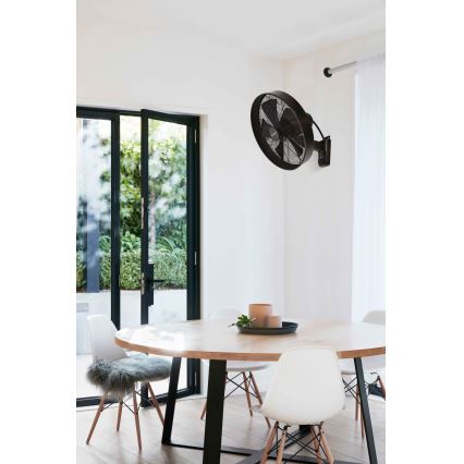 ZEVENTI - Ventilatore da parete FREEZE 50W/230V diametro 40 cm nero/marrone + telecomando