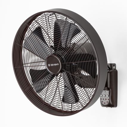 ZEVENTI - Ventilatore da parete FREEZE 50W/230V diametro 40 cm nero/marrone + telecomando