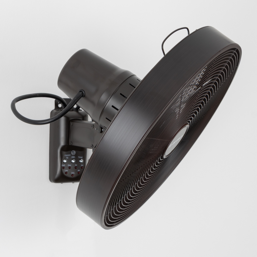ZEVENTI - Ventilatore da parete FREEZE 50W/230V diametro 40 cm nero/marrone + telecomando