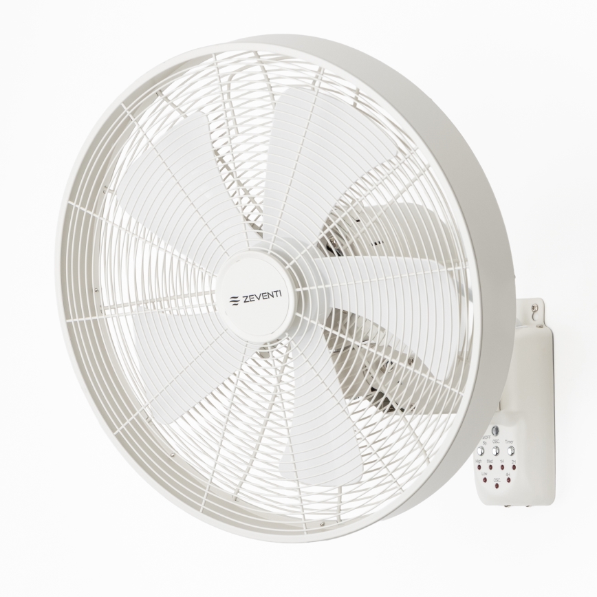 ZEVENTI - Ventilatore da parete FREEZE 50W/230V Ø 45 cm bianco + telecomando