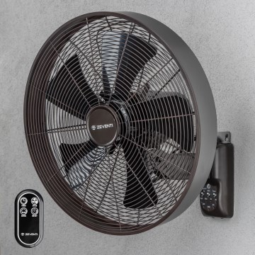 ZEVENTI - Ventilatore da parete FREEZE 50W/230V Ø 45 cm nero/marrone + telecomando