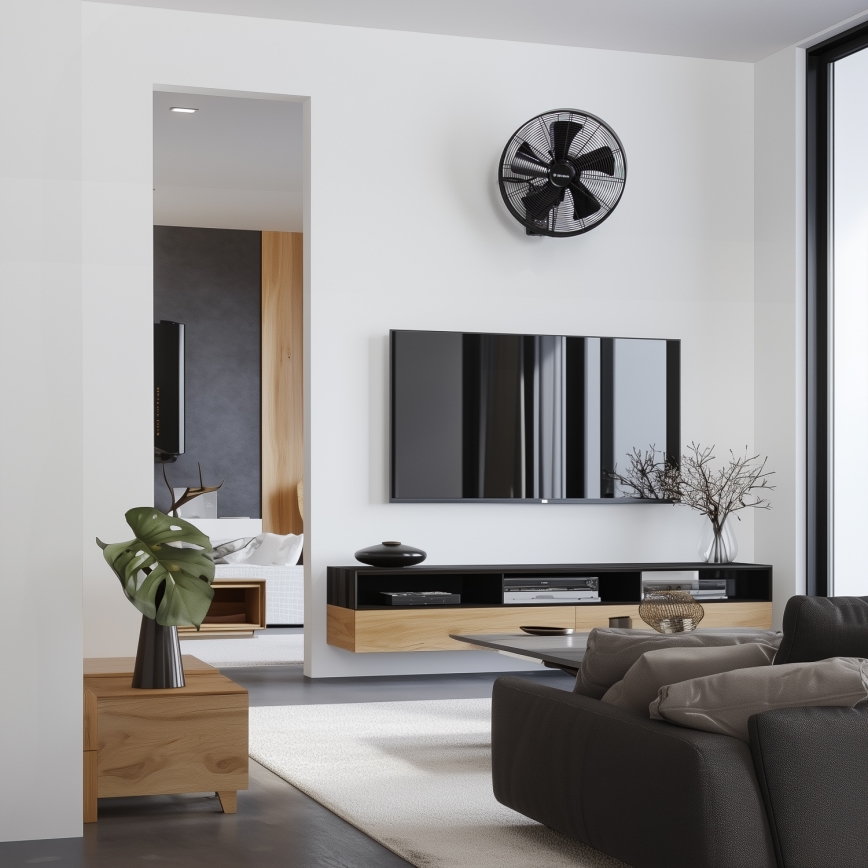 ZEVENTI - Ventilatore da parete FREEZE 50W/230V Ø 45 cm nero + telecomando