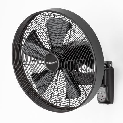 ZEVENTI - Ventilatore da parete FREEZE 50W/230V Ø 45 cm nero + telecomando
