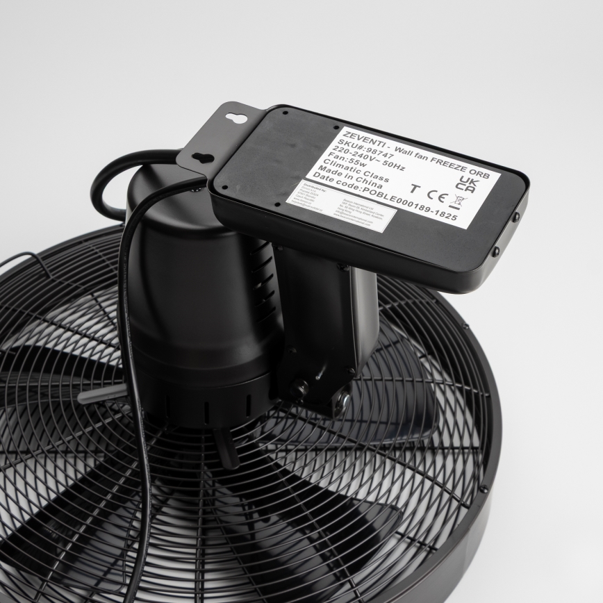ZEVENTI - Ventilatore da parete FREEZE 50W/230V Ø 45 cm nero + telecomando