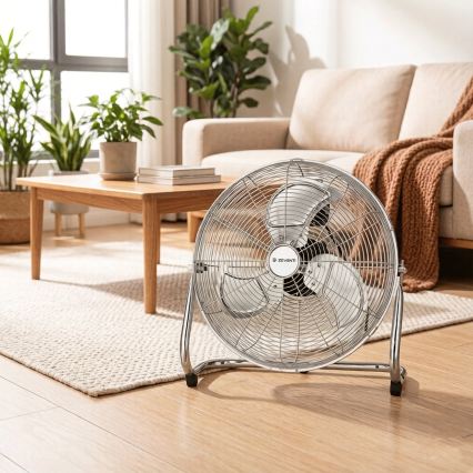 ZEVENTI - Ventilatore da pavimento FLOW 100W/230V Ø 54 cm finitura cromata lucida