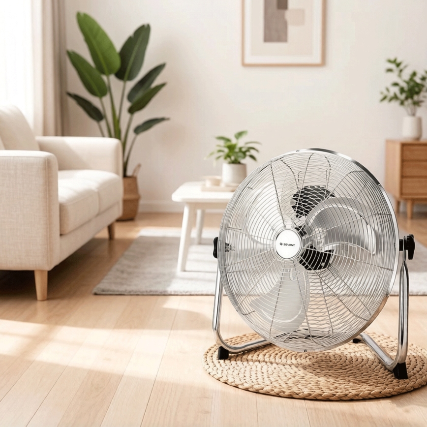 ZEVENTI - Ventilatore da pavimento FLOW 60W/230V 44,5 cm cromo lucido