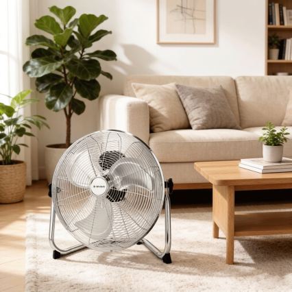ZEVENTI - Ventilatore da pavimento FLOW 60W/230V 44,5 cm cromo lucido
