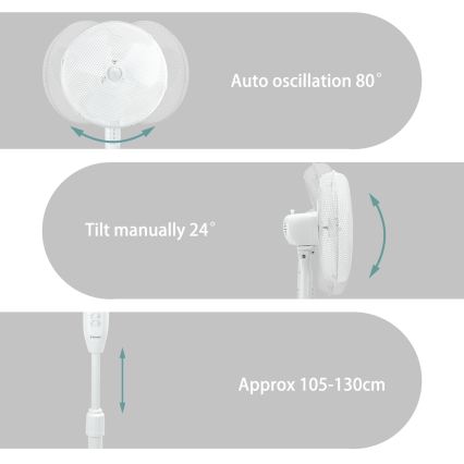 ZEVENTI - Ventilatore a piantana FLOW 45W/230V 120 cm bianco