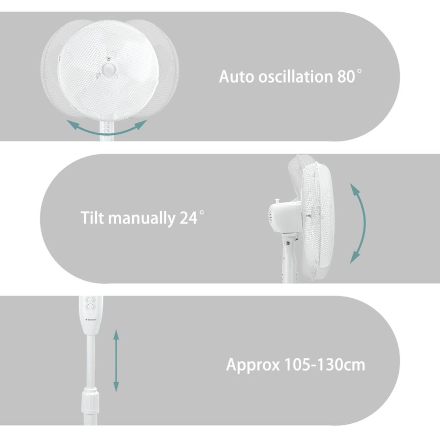 ZEVENTI - Ventilatore a piantana FLOW 45W/230V 120 cm bianco