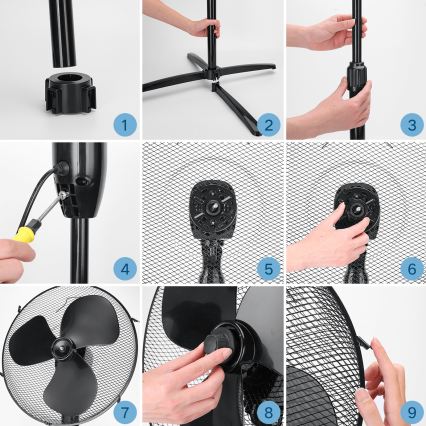 ZEVENTI - Ventilatore a piantana FLOW 40W/230V 120 cm nero