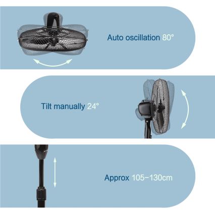 ZEVENTI - Ventilatore a piantana FLOW 40W/230V 120 cm nero
