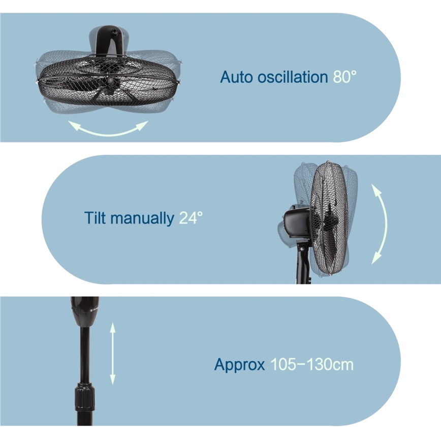 ZEVENTI - Ventilatore a piantana FLOW 40W/230V 120 cm nero