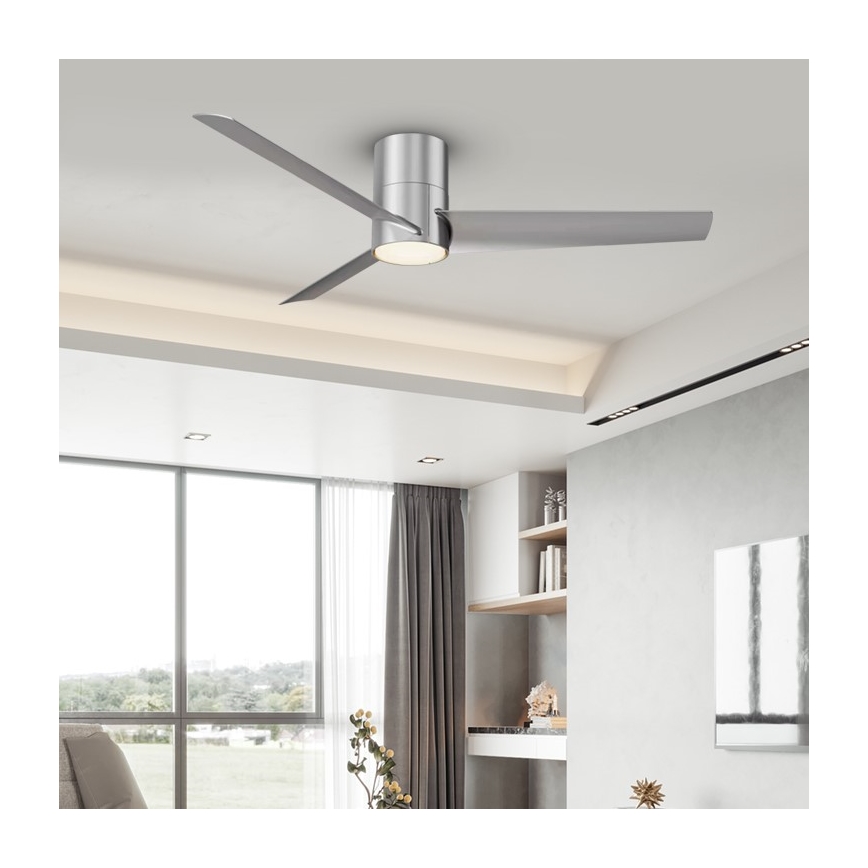ZEVENTI - Ventilatore da soffitto LED BARROSA LED/18W/230V 3000/4000/6000K Wi-Fi Tuya cromo opaco + telecomando