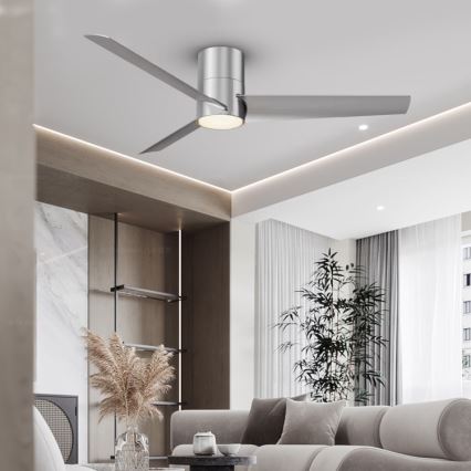 ZEVENTI - Ventilatore da soffitto LED BARROSA LED/18W/230V 3000/4000/6000K Wi-Fi Tuya cromo opaco + telecomando