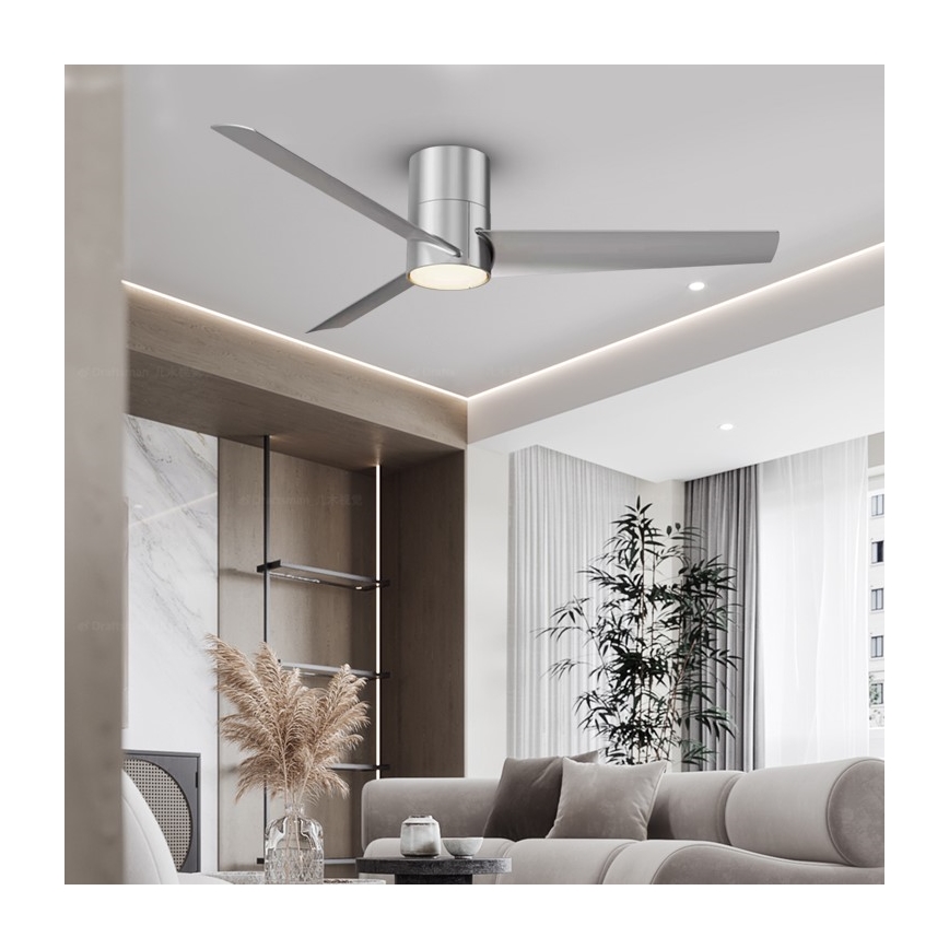 ZEVENTI - Ventilatore da soffitto LED BARROSA LED/18W/230V 3000/4000/6000K Wi-Fi Tuya cromo opaco + telecomando