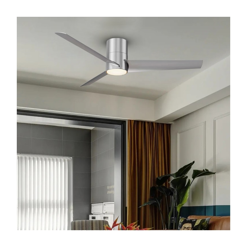ZEVENTI - Ventilatore da soffitto LED BARROSA LED/18W/230V 3000/4000/6000K Wi-Fi Tuya cromo opaco + telecomando