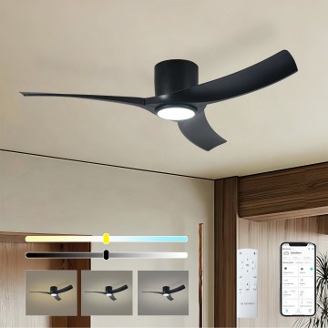 ZEVENTI - Ventilatore da soffitto con luce LED dimmerabile ORBITO LED/24W/230V 3000/4000/6000K Wi-Fi Tuya nero + telecomando