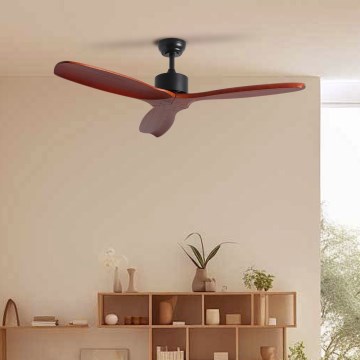 ZEVENTI - Ventilatore da soffitto CUENCA Wi-Fi Tuya nero/rovere + telecomando