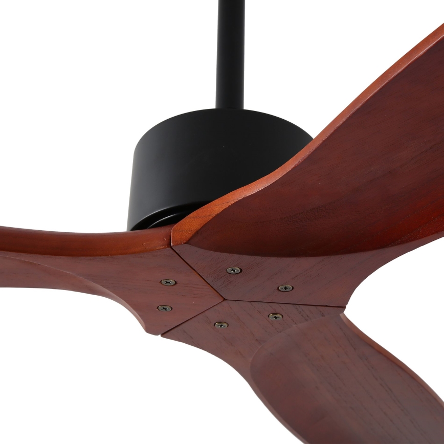 ZEVENTI - Ventilatore da soffitto CUENCA Wi-Fi Tuya nero/rovere + telecomando