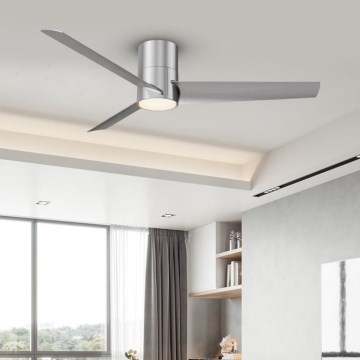 ZEVENTI - Ventilatore da soffitto dimmerabile a LED BARROSA LED/18W/230V 3000-6000K Wi-Fi Tuya cromo opaco + telecomando
