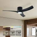 ZEVENTI - Ventilatore da soffitto dimmerabile a LED ORBITO LED/24W/230V 3000/4000/6000K Wi-Fi Tuya nero + telecomando