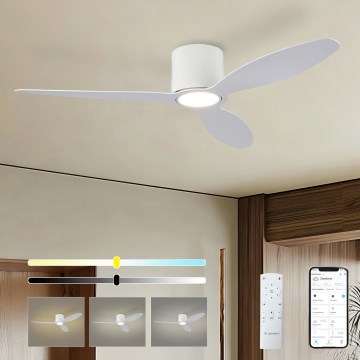 ZEVENTI - Ventilatore da soffitto dimmerabile a LED VENTORA LED/24W/230V 3000/4000/6000K Wi-Fi Tuya bianco + telecomando