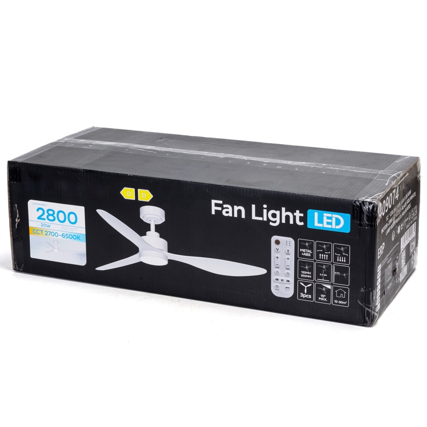 ZEVENTI - Ventilatore da soffitto dimmerabile ULUWATU LED/20W/230V 2700-6500K 132cm bianco + telecomando