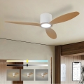 ZEVENTI - Ventilatore da soffitto dimmerabile VENTORA LED/24W/230V 3000/4000/6000K Wi-Fi Tuya bianco/rovere + telecomando